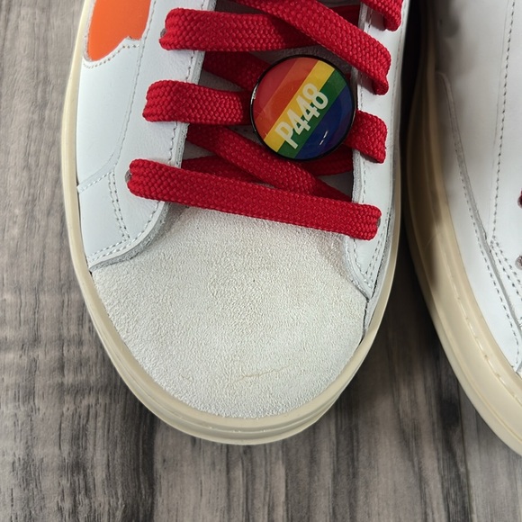 P448 John Pride rainbow white leather sneakers shoe red purple yellow size 38 - Picture 8 of 12